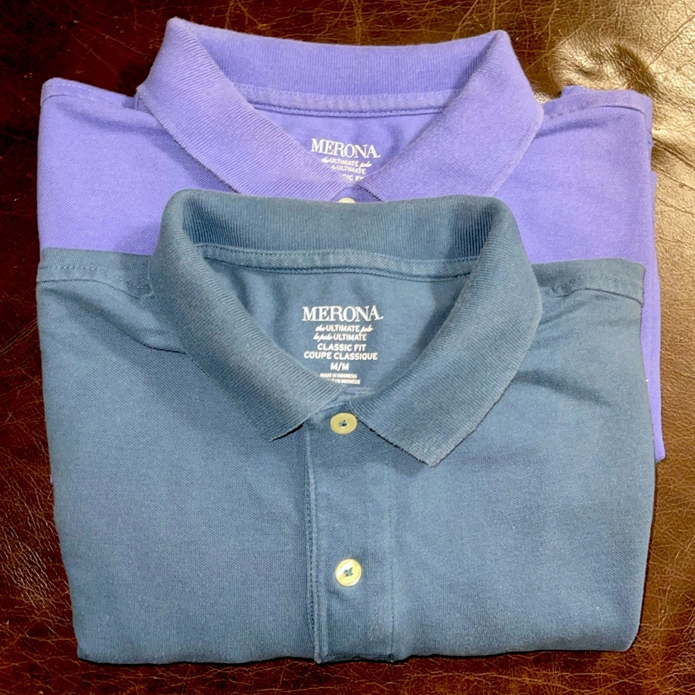 Merona 2 Classic Polos Bundle (Cornflower Blue & Carolina Blue)